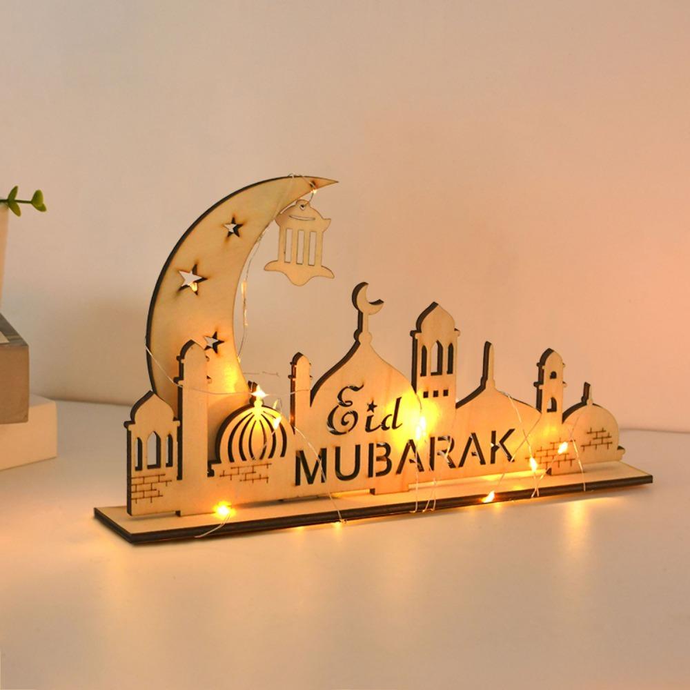 Đèn Led Lễ Hội Eid Mubarak Bằng Gỗ Dùng Trang Trí Nhà Cửa