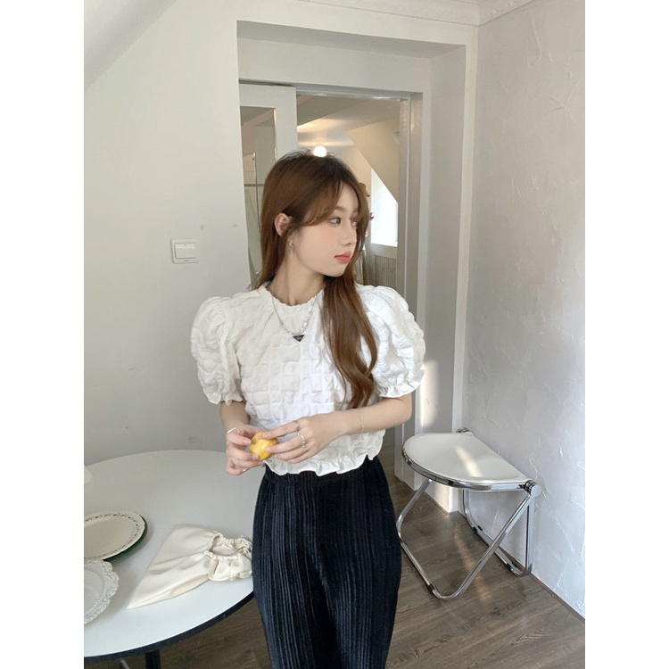 COZOK Áo Kiểu Tay Phồng Ngắn Thời Trang Vintage Cá Tính