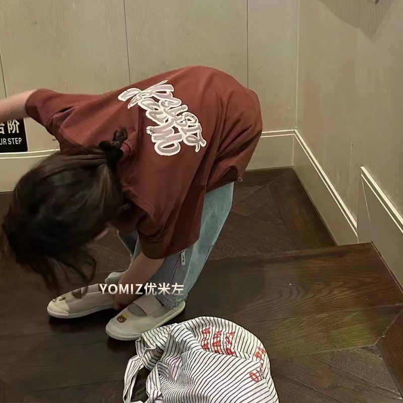 Áo Thun Tay Ngắn Dáng Rộng Phong Cách Hàn Quốc Thời Trang Xuân Hè 2023 Dành Cho Bé Gái