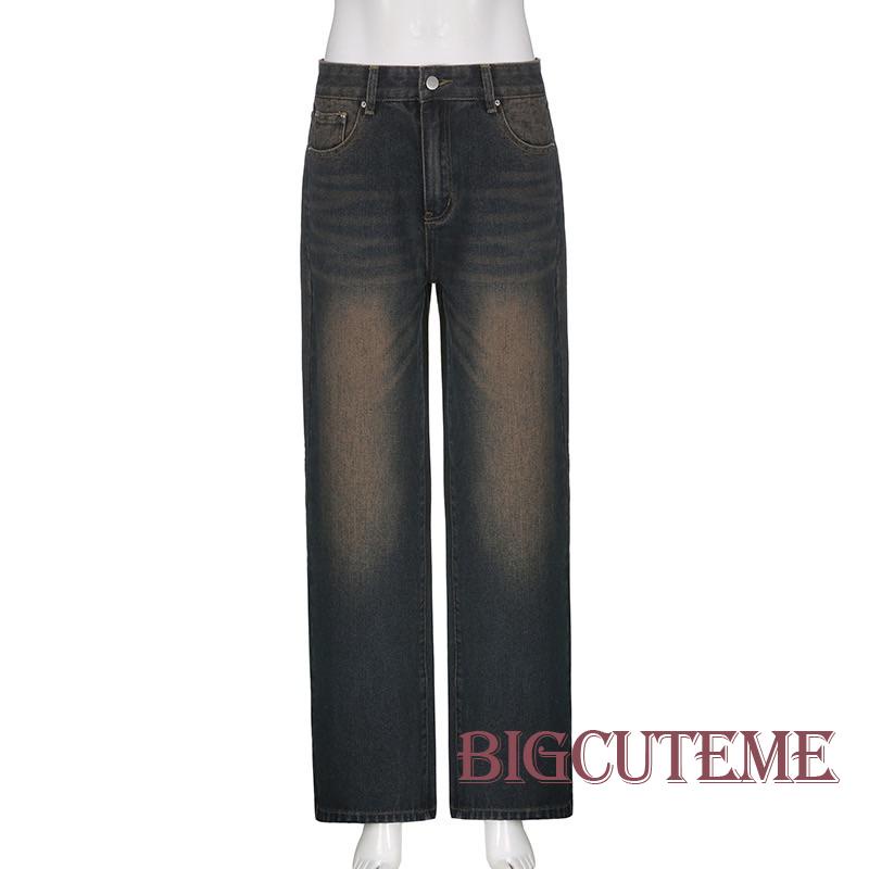 [] Quần Baggy Jean Baggy Lưng Vừa Ống Thẳng Cổ Điển Thoải Mái Vừa Vặn Cho Nữ