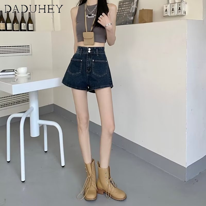 Quần short DADUHEY lưng cao vài denim thời trang phong cách Hàn Quốc