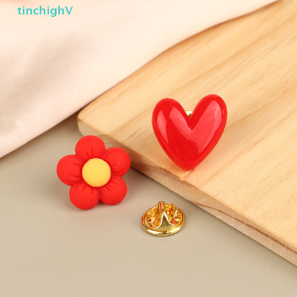 Ghim Cài Áo Hình Trái Tim / Bông Hoa Bằng Nhựa Dễ Thương