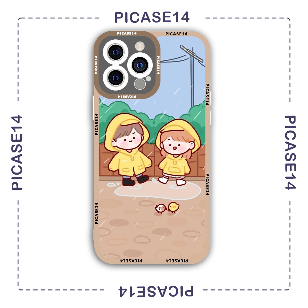 Ốp iphone cạnh vuông Picase14 couple áo vàng đáng yêu 6/6s/7plus/8plus/x/xr/xs/11/12/13/pro/max/plus/promax/14