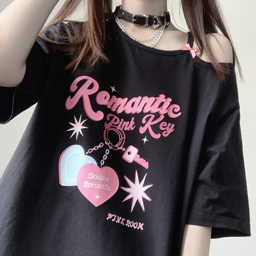 Áo Thun Tay Ngắn Hở Vai In Hình Dễ Thương Thời Trang Mùa Hè 2023 Dành Cho Bạn Nữ