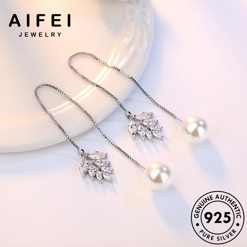 AIFEI JEWELRY nguyên tính trai tua bạc thật tai hàn trang tròn kiện Thời khuyên nữ 925 thời bông ngọc bản quốc xỏ phụ sức vành lá khí E635