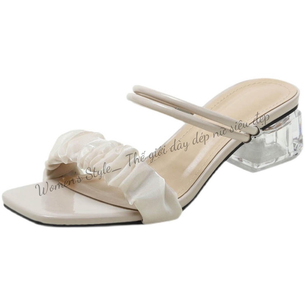 Sandal 2 dây gót trong 4 phân quai bèo đi được 2 kiểu màu trắng chuẩn size 35-39 mã TD28