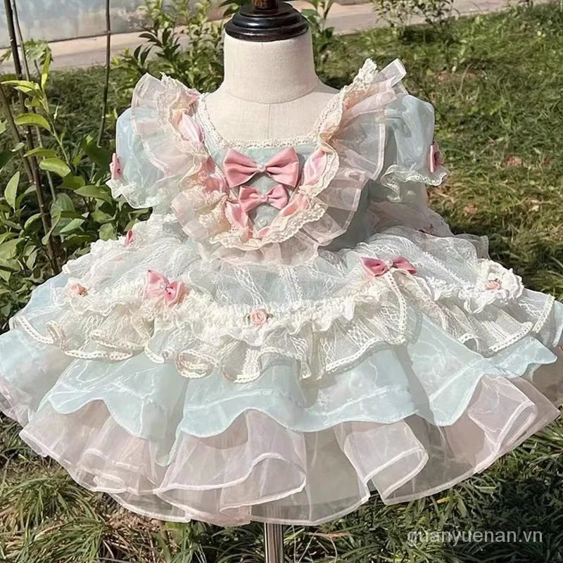 Đầm Công Chúa Lolita Phối Ren Phong Cách Phương Tây Cao Cấp Cho Bé Gái