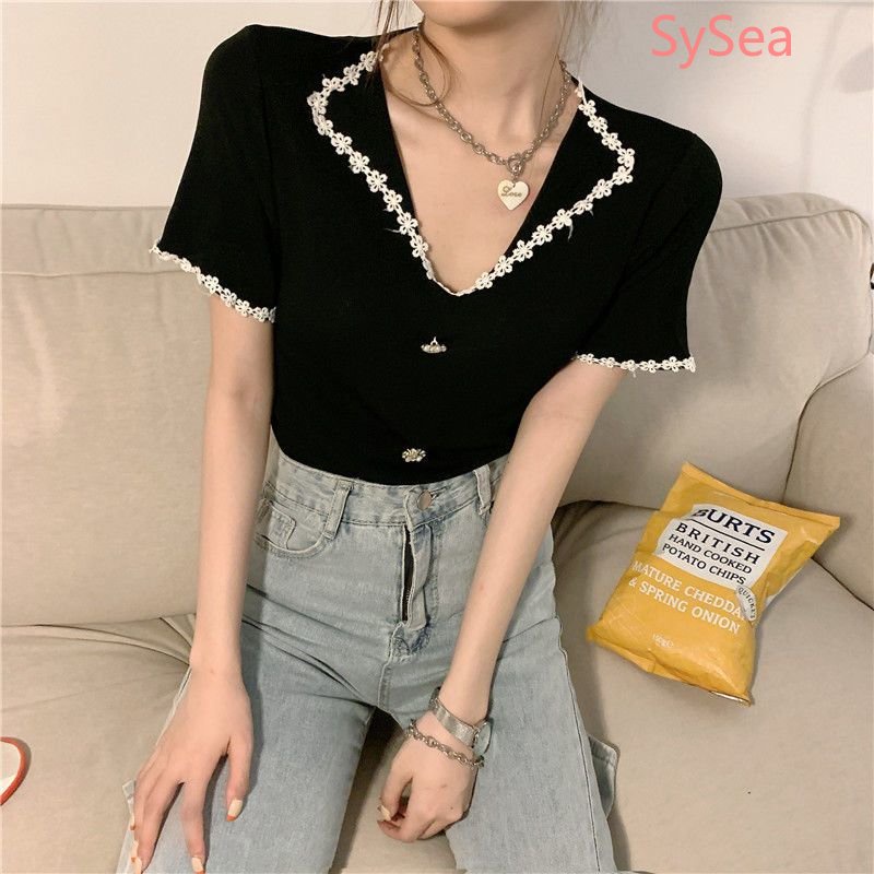 Áo Kiểu Vải Lụa Lạnh Cổ V In Hoa Dễ Thương Thời Trang Mùa Hè Cho Nữ