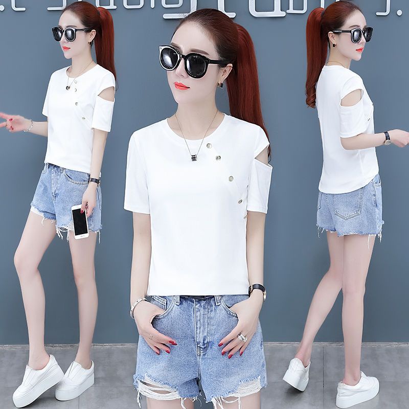 Áo Thun Tay Ngắn Hở Vai Thời Trang Mùa Hè Dành Cho Nữ