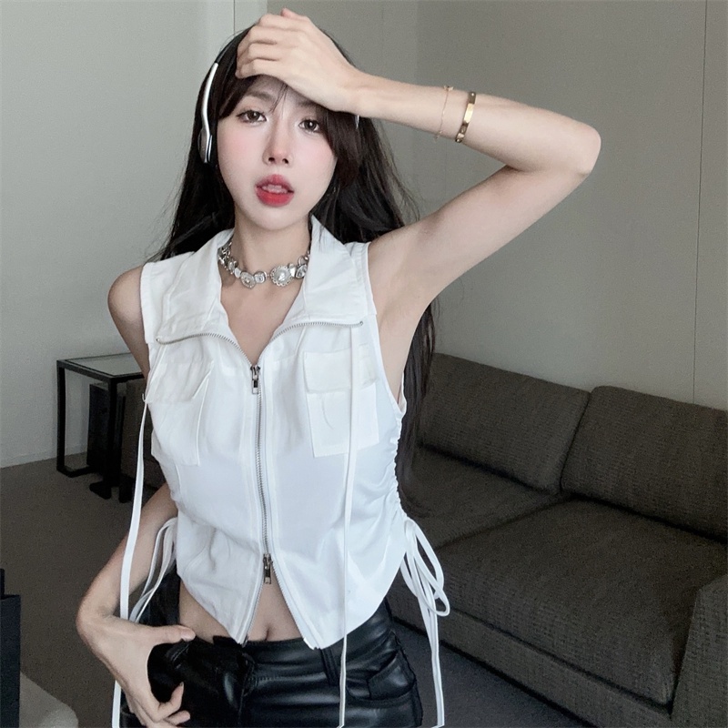 Áo Sát Nách Có Khóa Kéo Và Dây Rút Thời Trang