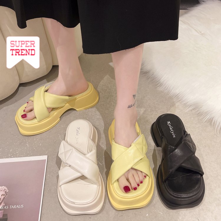 Dép Quai Chéo Màu Trơn Thời Trang Mùa Hè Dễ Phối Đồ Cho Nữ