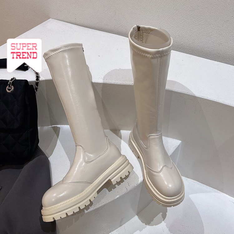 Giày Cao Gót Mũi Tròn Màu Trơn Phối Khóa Kéo Thời Trang Cho Nữ