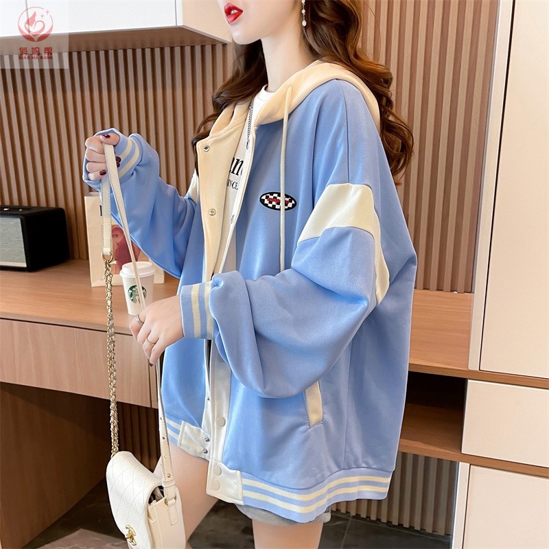 Áo hoodie nữ - khoác nỉ Bomber Unisex phối viền, có mũ 2 lớp dày dặn ulzzang phong cách Hàn Quốc, có Cúc bấm | BigBuy360 - bigbuy360.vn