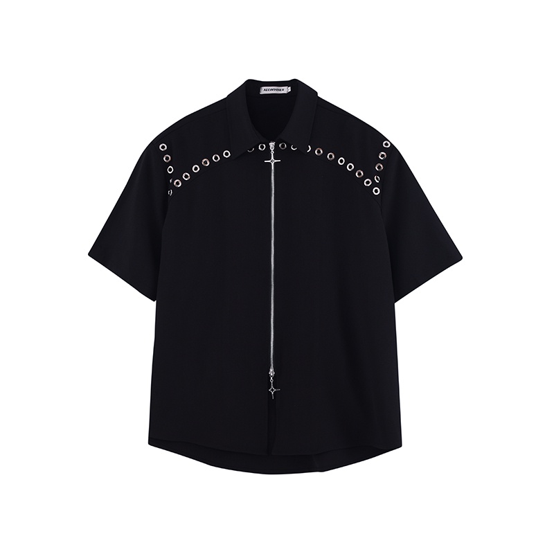 Áo Sơ Mi Tay Ngắn Có Khóa Kéo Đôi Phong Cách Thời Trang Đường Phố Mới 2023