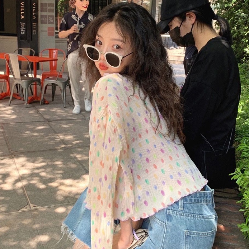 IELGY Áo Sơ Mi Chống Nắng Thiết Kế Ngọt Ngào Dễ Phối Đồ Thời Trang Cho Nữ