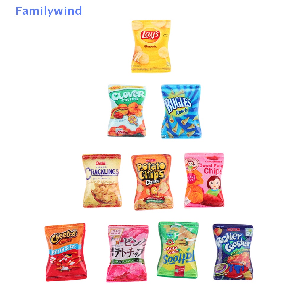 Set 10 Mô Hình Đồ Ăn Vặt / Khoai Tây Chiên / Kẹo Bằng Nhựa Resin Cho Nhà Búp Bê