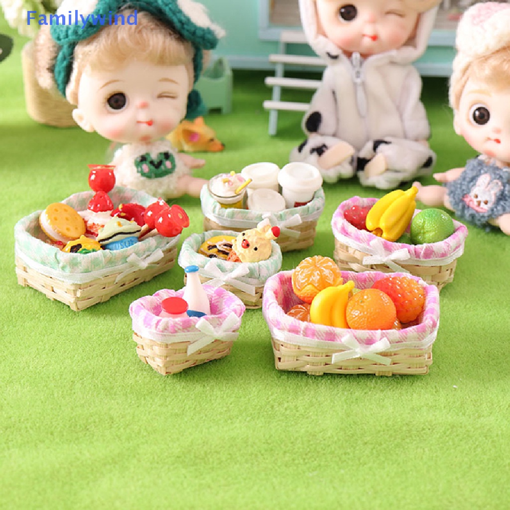 1 Set Giỏ Đựng Thức Ăn Mini 1: 12 Trang Trí Nhà Búp Bê