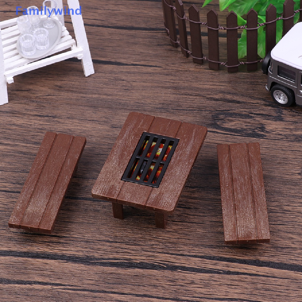 1 Bộ Bàn Ăn + Muỗng + Nĩa + Khay Nướng Bbq Trang Trí Nhà Búp Bê Tỉ Lệ 1: 12
