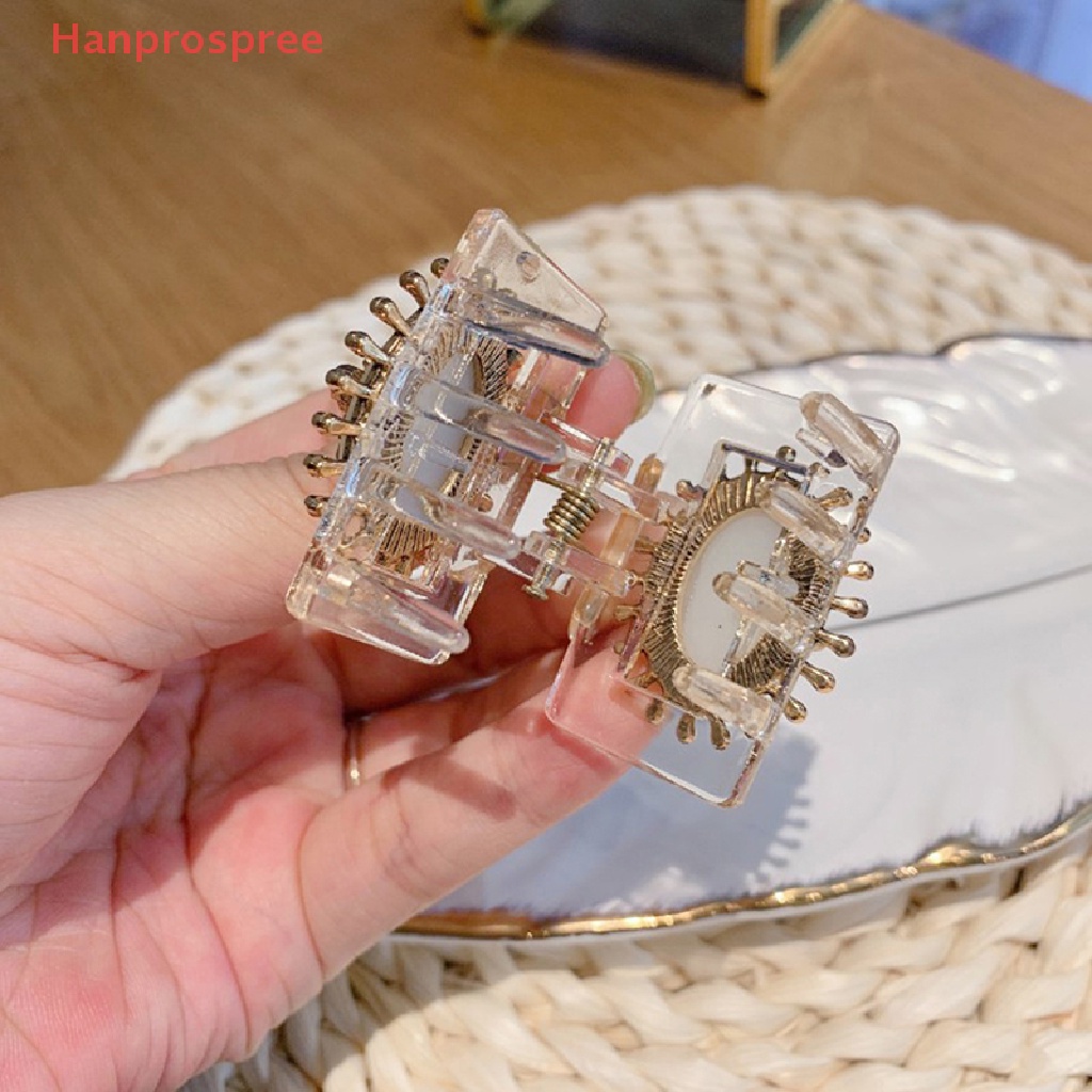 Hanprospree > Kẹp Tóc Càng Cua Đính Ngọc Trai Hình Vuông Phong Cách Retro Thanh Lịch Cho Nữ