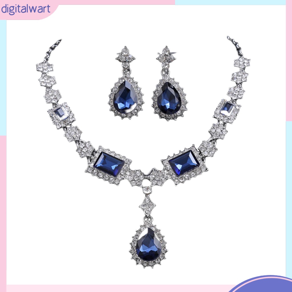 Set 2 Vòng cổ Và Bông Tai Đính Đá Sang Trọng Cho Nữ