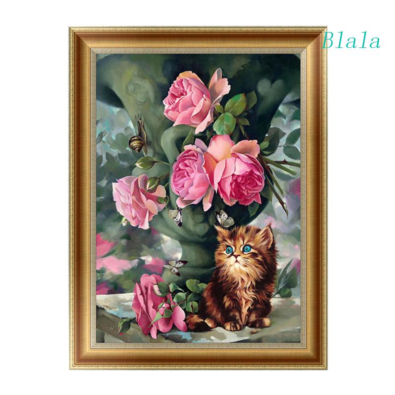 Tranh Thêu Chữ Thập Đính Đá Kim Cương 5D DIY Hình Vẽ Mèo