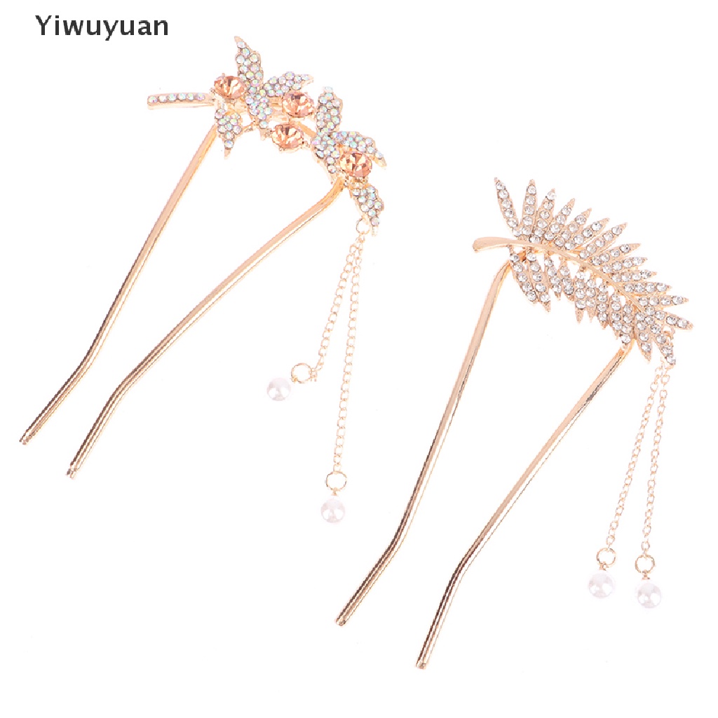 < Yiwuyuan > Kẹp Tóc Hợp Kim Hình Chữ U Đính Ngọc Trai Thanh Lịch Thời Trang Cho Nữ