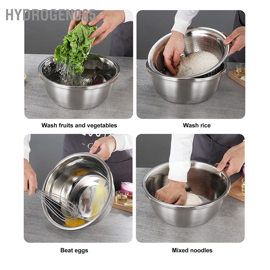 Hydrogen065 3 Thép Không Gỉ Thoát Rổ Dụng Cụ Cắt Rau Củ Trong 1 Nhà Bếp Đa Năng Julienne Xay Salad Máy Làm Bát