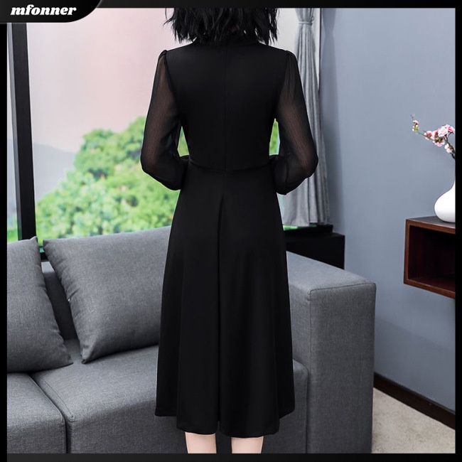 Đầm Chữ A Dài Tay Cổ Tròn Màu Trơn Thiết Kế Mỏng Xinh Xắn Thời Trang Dành Cho Nữ