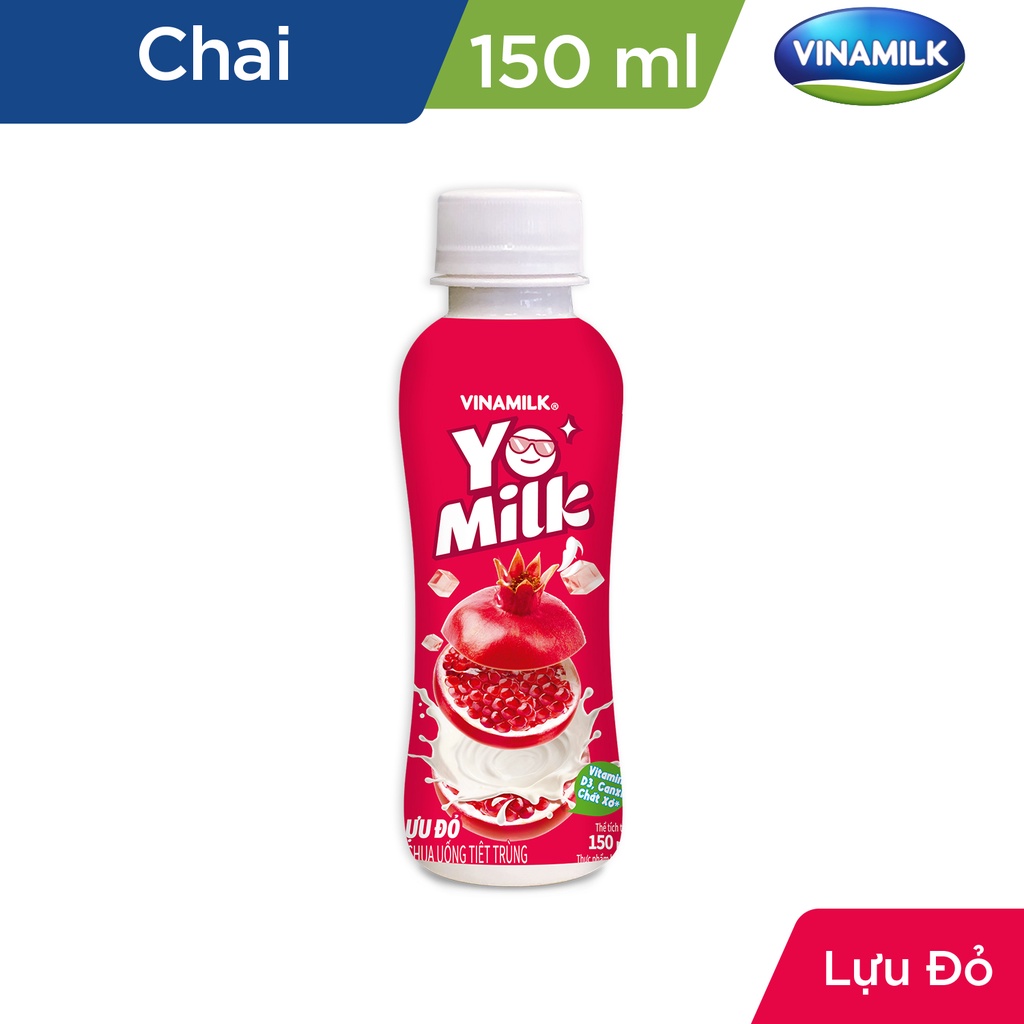 2 Thùng Sữa chua uống Yomilk Lựu Đỏ 150ml - 24 chai/Thùng Yogurt