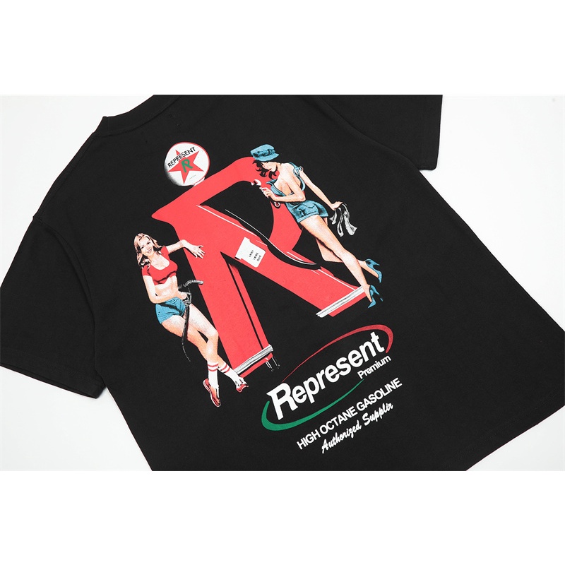 Áo Thun Cotton Tay Ngắn Dáng Rộng In Chữ R Plus Size Unisex