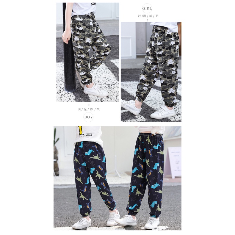 Quần Dài Vải Cotton Lụa Dáng Rộng 90-150cm Chống Muỗi Dành Cho Bé Trai Gái