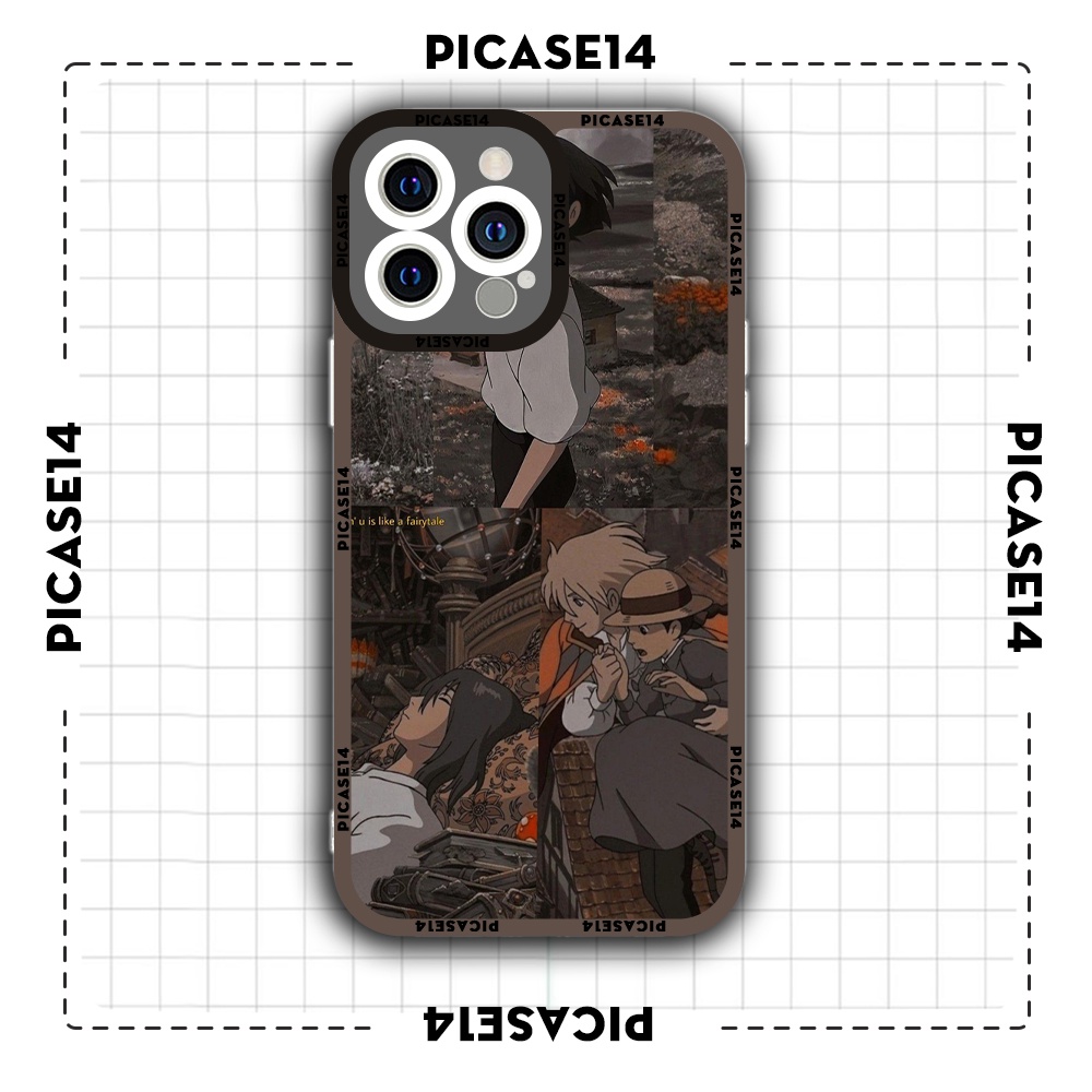 Ốp iphone cạnh vuông Picase14 lâu đài di động của howl 6/6s/7plus/8plus/x/xr/xs/11/12/13/pro/max/plus/promax/14
