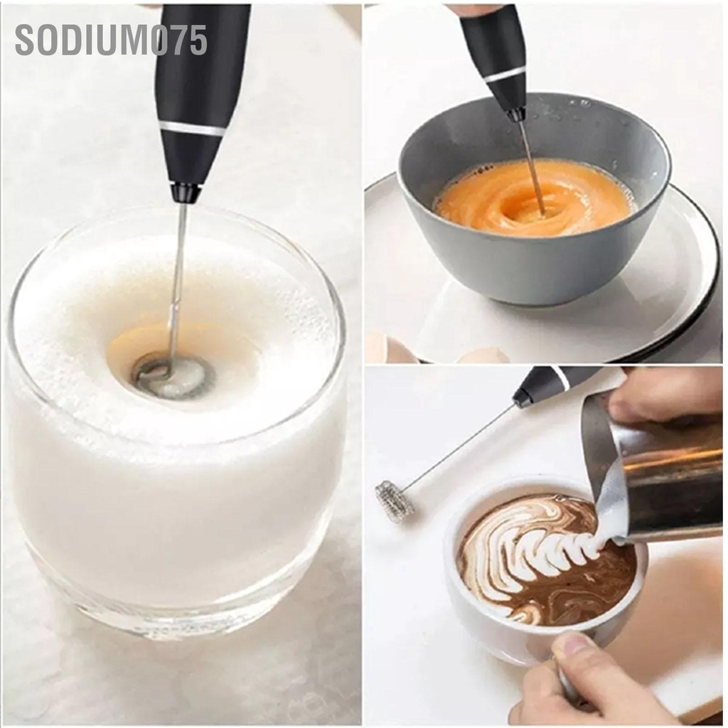 Sodium075 Điện Bọt Sữa Thép Không Gỉ Thao Tác Dễ Dàng Máy Trộn Cà Phê Cầm Tay Cho Nhà Bếp Đen 0.8A DC 5.5V 2W
