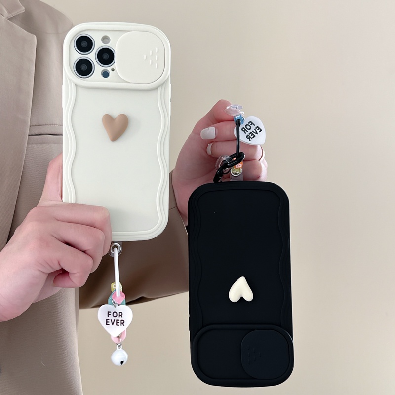 Ốp Điện Thoại TPU Dẻo Màu Be Hình Trái Tim 3D Đơn Giản Cho iPhone 14 13 12 Pro Max Plus 11