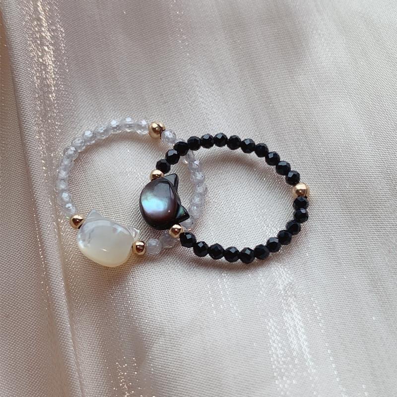 ❧Nhẫn Thiết Kế Đơn Giản Thời Trang Cao Cấp▶▶Nhẫn Đính Đá Pha Lê Đen Tự Nhiên Không Phai Màu Phong Cách Nhật Bản❧4.6