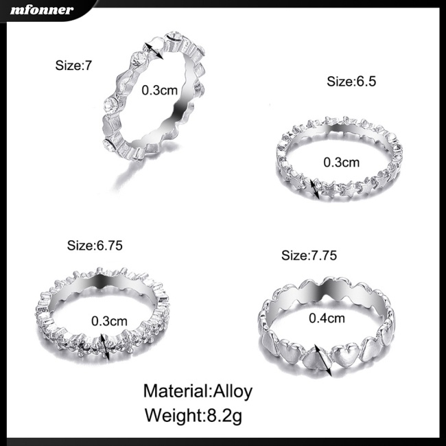 Set 4 Nhẫn Đeo Khớp Ngón Tay Thiết Kế Đa Dạng, Thời Trang