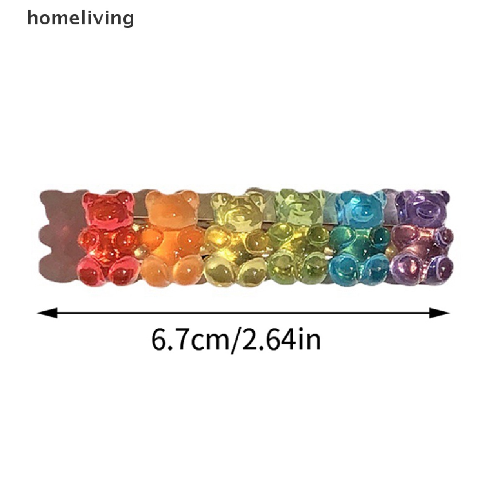 Kẹp Tóc Dạng Thạch Hình Gấu Hoạt Hình Màu Kẹo Ngọt Cho Nữ