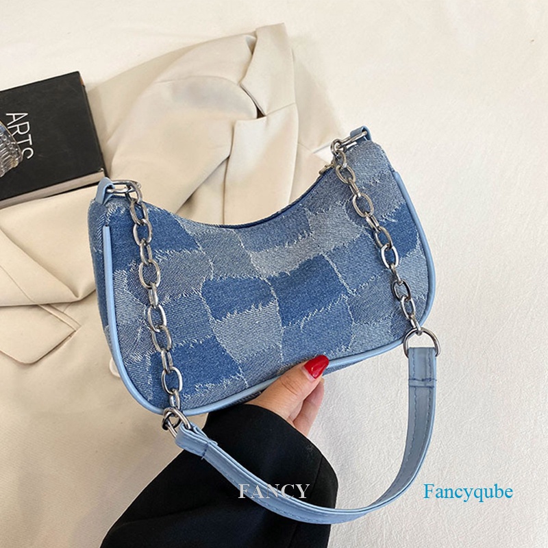 Túi Xách Denim In Họa Tiết Phong Cách Cổ Điển Thanh Lịch Dành Cho Nữ