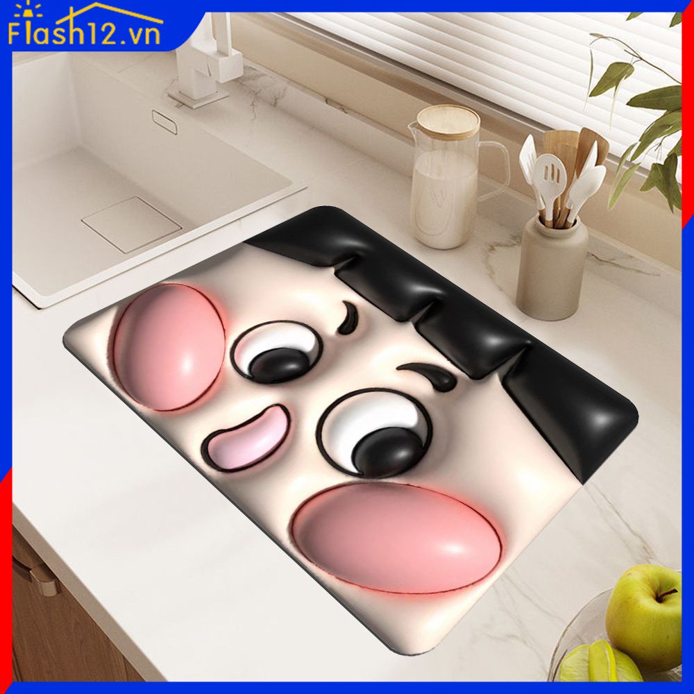 Thảm Trải Sàn Mở Rộng 3D Thảm Trải Sàn Nhà Tắm Thấm Hút Chống Trượt Cho Mặt Bàn Nhà Bếp Thoát Nước Túi Biểu Cảm Dễ Thương Flash12 _ VN