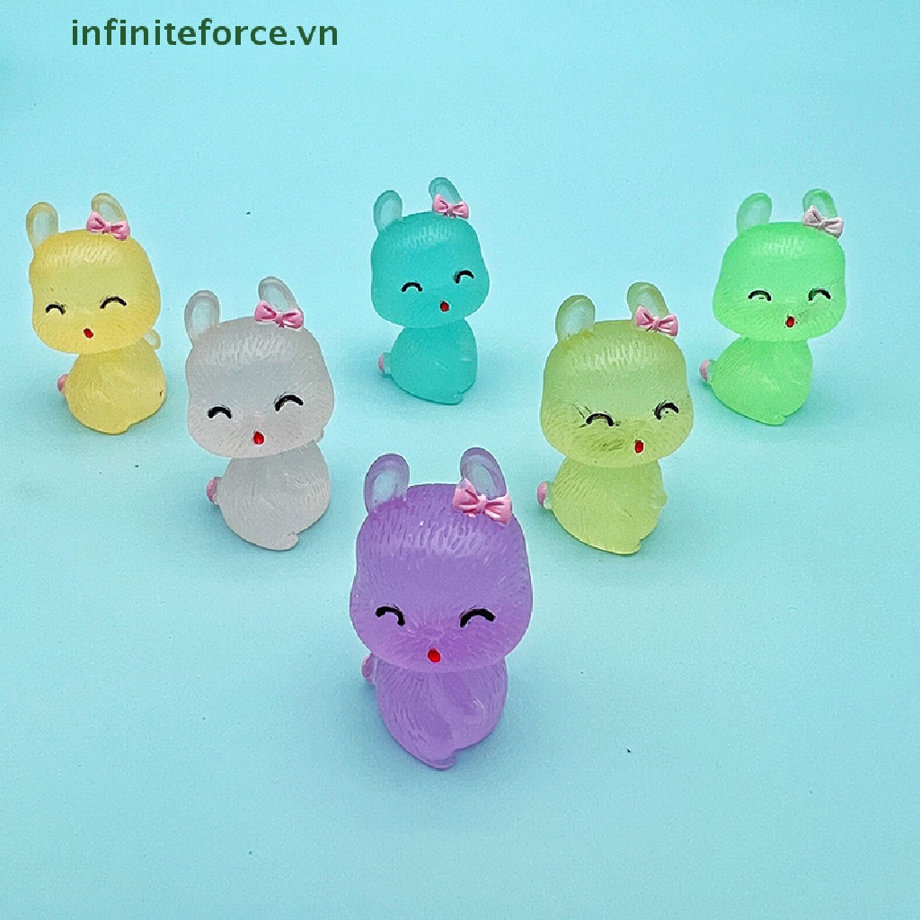 Set 2 Mặt Dây Chuyền Nhựa Hình Thỏ Dạ Quang DIY Dễ Thương Trang Trí Điện Thoại