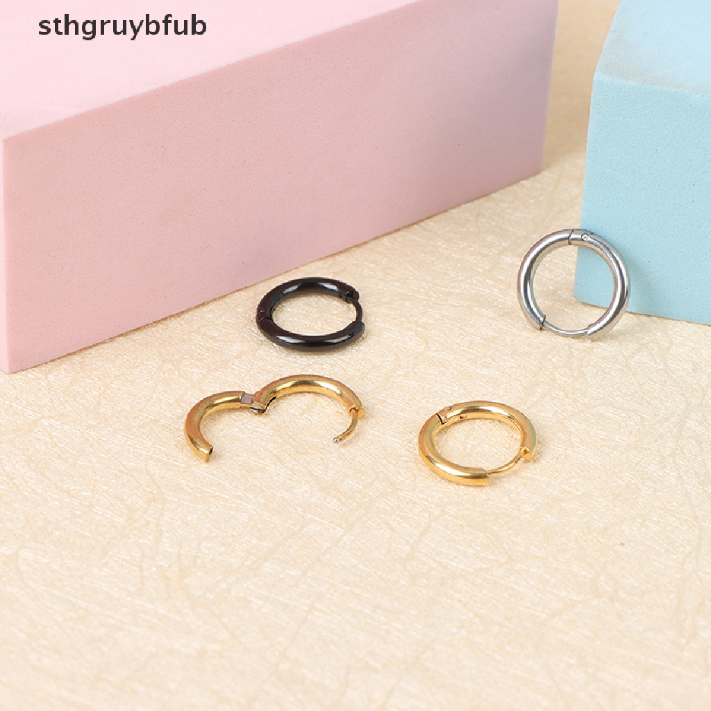 Set 5 Khuyên Tai Tròn Bằng Thép Không Gỉ Cá Tính Cho Nữ