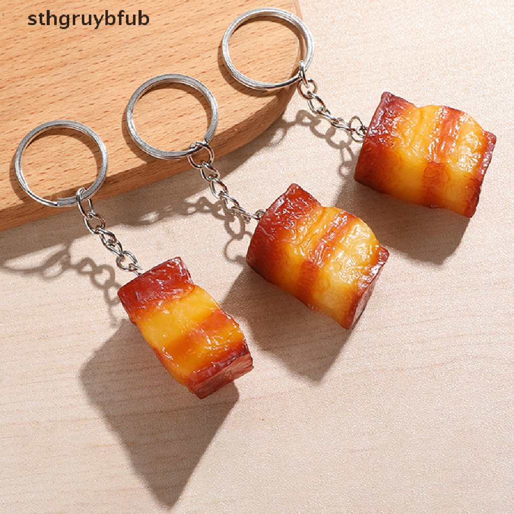 Sthb Móc Chìa Khóa PVC Hình Đồ Ăn / Cánh Gà / Heo Trotters Vui Nhộn Sáng Tạo Làm Quà Tặng