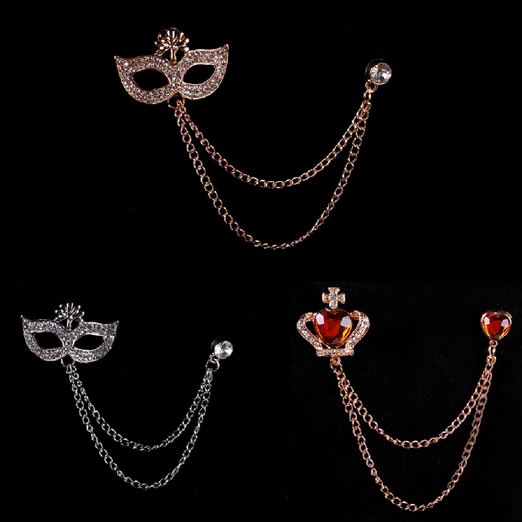 < Cardflower > Ghim Cài Áo Hình Vương Miện Đính Pha Lê Phối Dây Xích Tua Rua Thời Trang Cho Nam Và Nữ