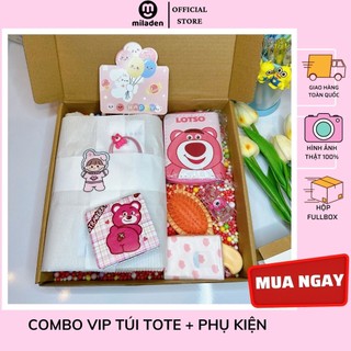 Combo vip phụ kiện túi tote 7 món, quà tặng sinh nhật, hộp quà xinh brand miladen