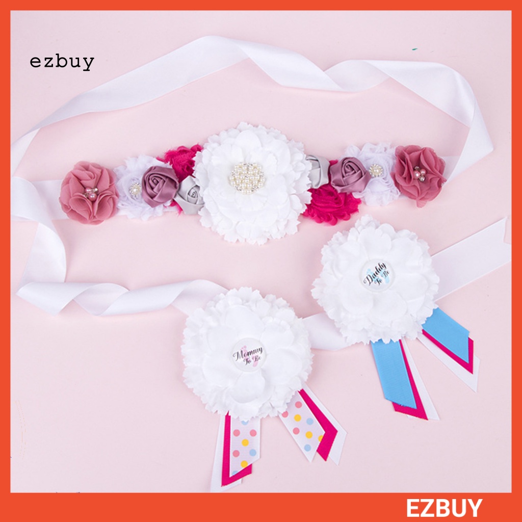 Set 3 Dây Ruy Băng Thắt Nơ Màu Trắng Di Động Dùng Chụp Ảnh Cho Mẹ Bầu