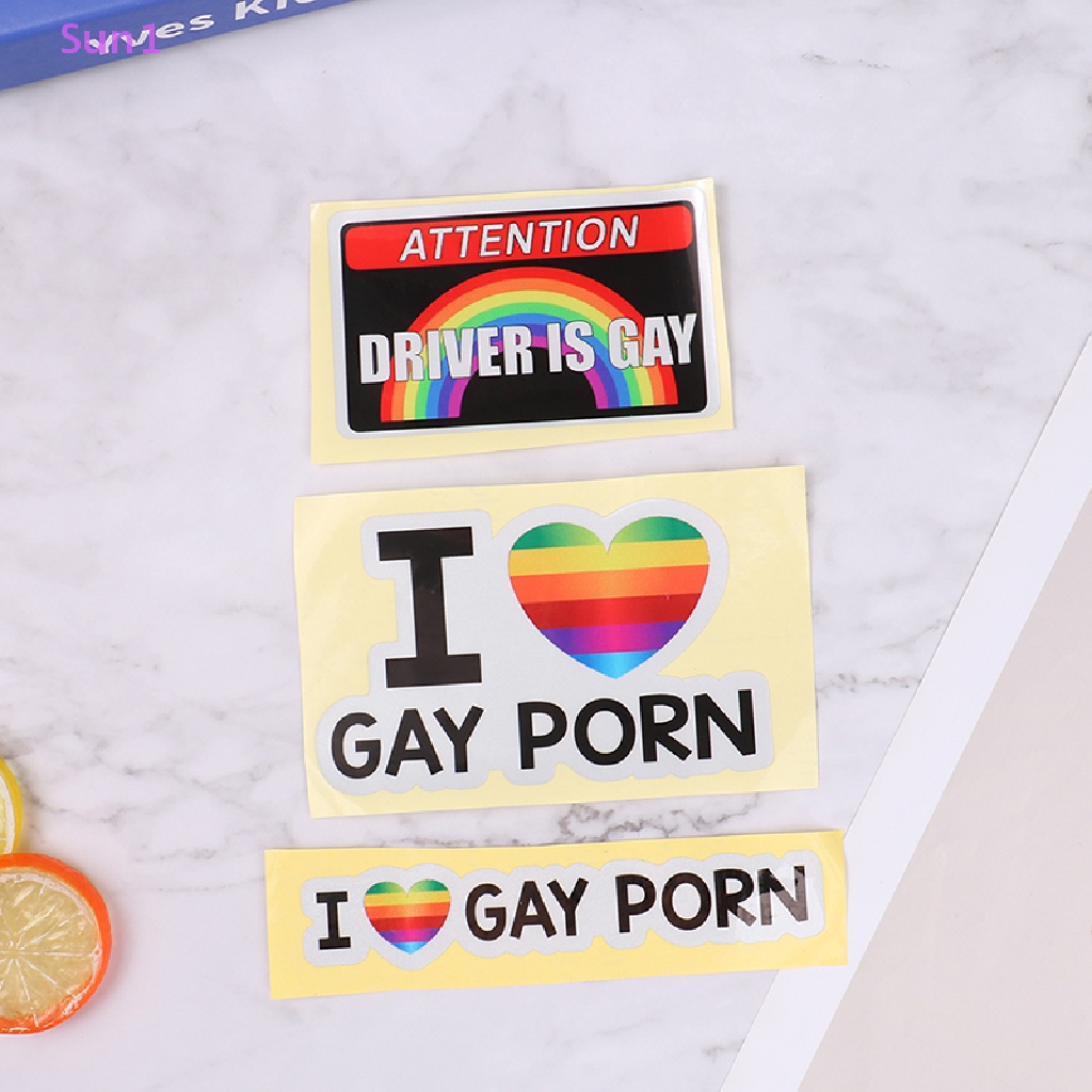 1 Miếng Dán Phản Quang In Chữ I LOVE Gay Pborn Trang Trí Xe Hơi Sun1 > 1 Cái