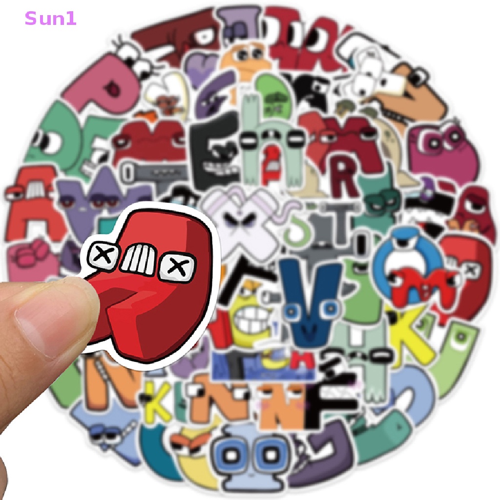 Set 52 Miếng Dán PVC Hình Chữ Graffiti Trang Trí Xe Hơi / Laptop / Điện Thoại / Sổ Tay DIY