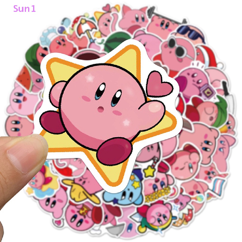 Set 50 Sticker Hoạt Hình Kirby Dán Laptop Guitar Ván Trượt Chống Nước
