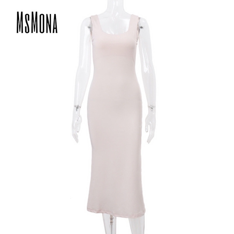 Đầm Không Tay Cổ Chữ U Màu Trơn Thời Trang 2023 Quyến Rũ Cho Nữ