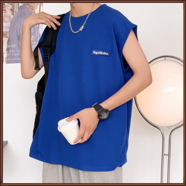 Áo Thun Sát Nách Cổ Tròn Dáng Rộng Thoáng Khí In Chữ Thời Trang Mùa Hè Cho Nam